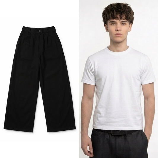 Black Chino + White cropped t-shirt