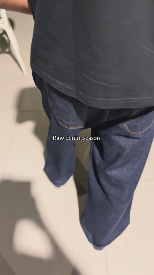 Raw denim jeans